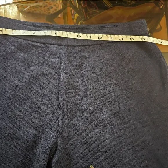 St John Collection Knit Cropped Wide Leg Pants Blue 14